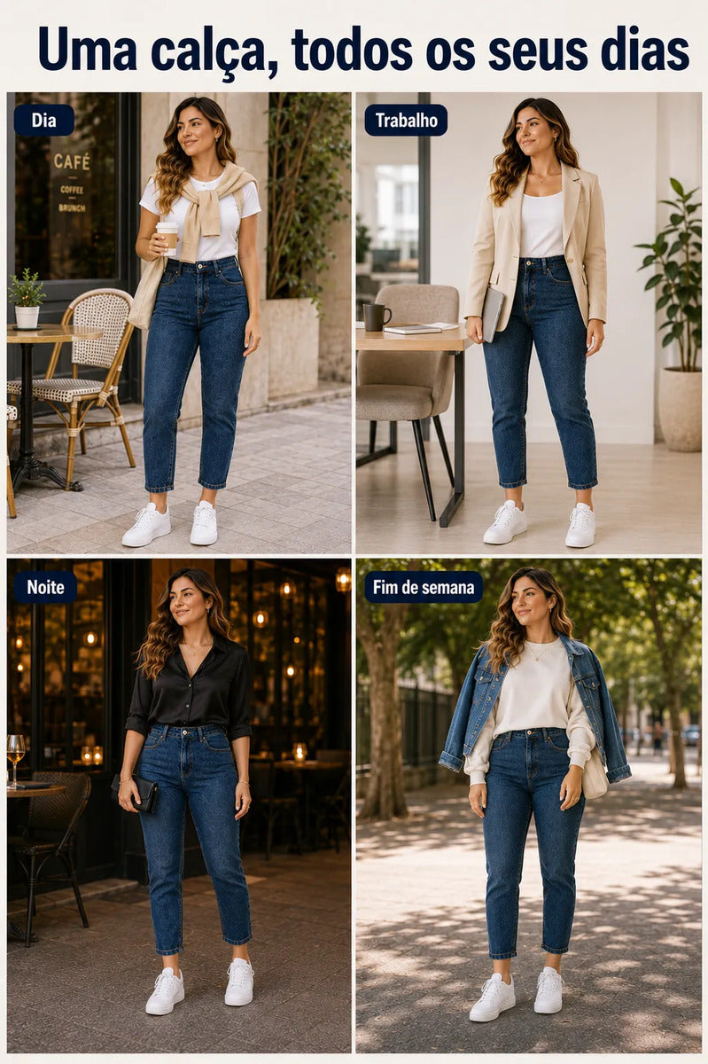 Calça Jeans Mom Stillger Feminina Cintura Alta Cor Clara