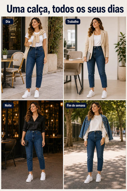 Calça Jeans Mom Stillger Feminina Cintura Alta Cor Clara