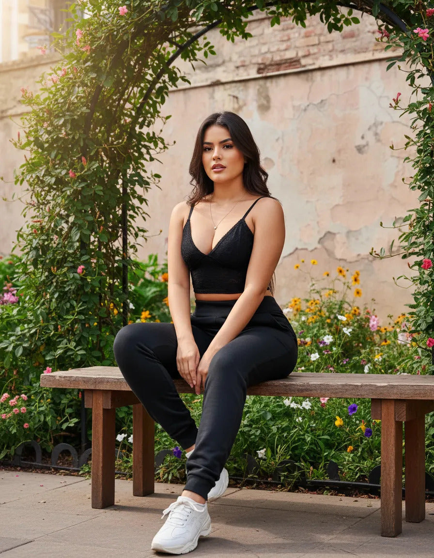 Calça Moletom Feminina Flanelado Com Bolso Lateral