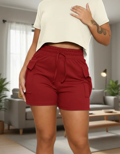 Shorts Cargo Moletom Feminino Com Bolso Lateral Moletinho