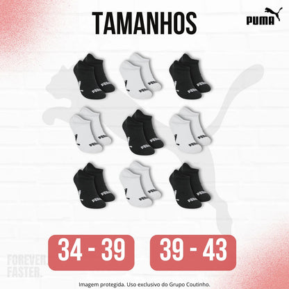 Kit 9 Pares Meias Invisível Puma Sapatilha Soquete Original