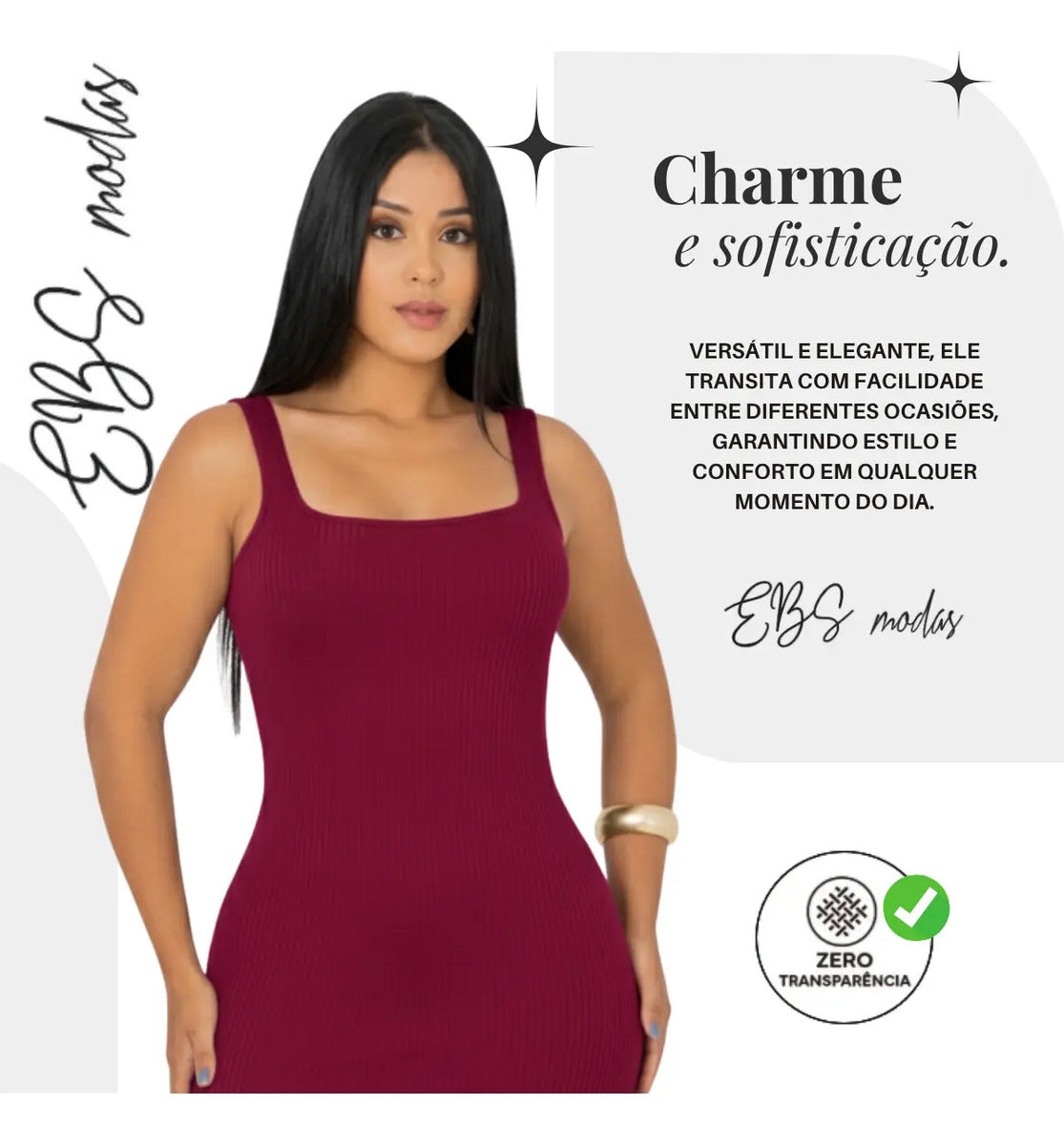 Vestido Midi Canelado Premium Com Alça E Fendas Casual Básico