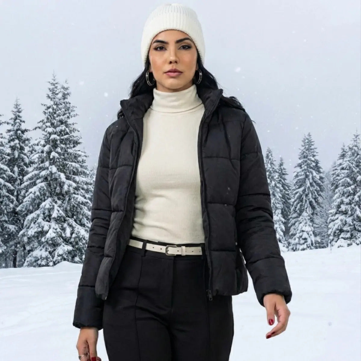 Blusa De Frio Feminina Manga Longa Gola Alta Inverno Lisa