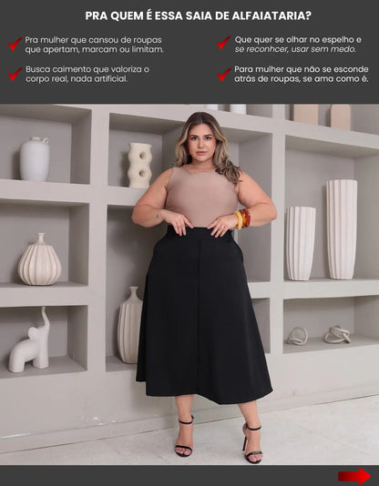 Saia Alfaiataria Feminina Plus Size Midi Evangélica Casual