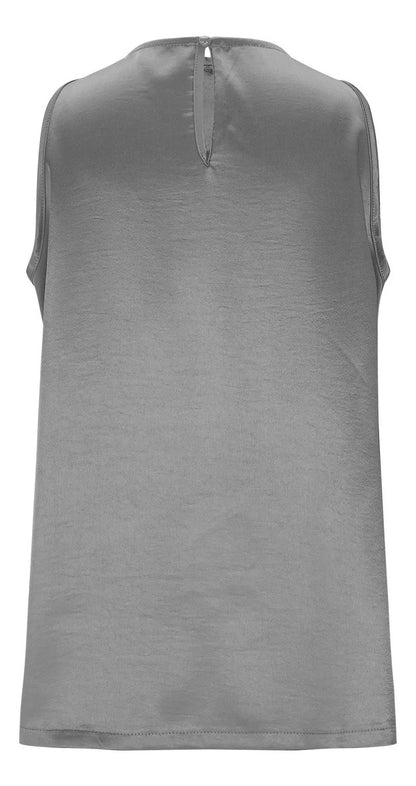 Camisa Feminina, Cor Sólida, Seda E Cetim, Blusa Longa