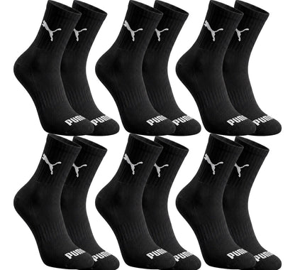 6 Pares Meias Puma Cano Médio Alto Atoalhada Academia Sport