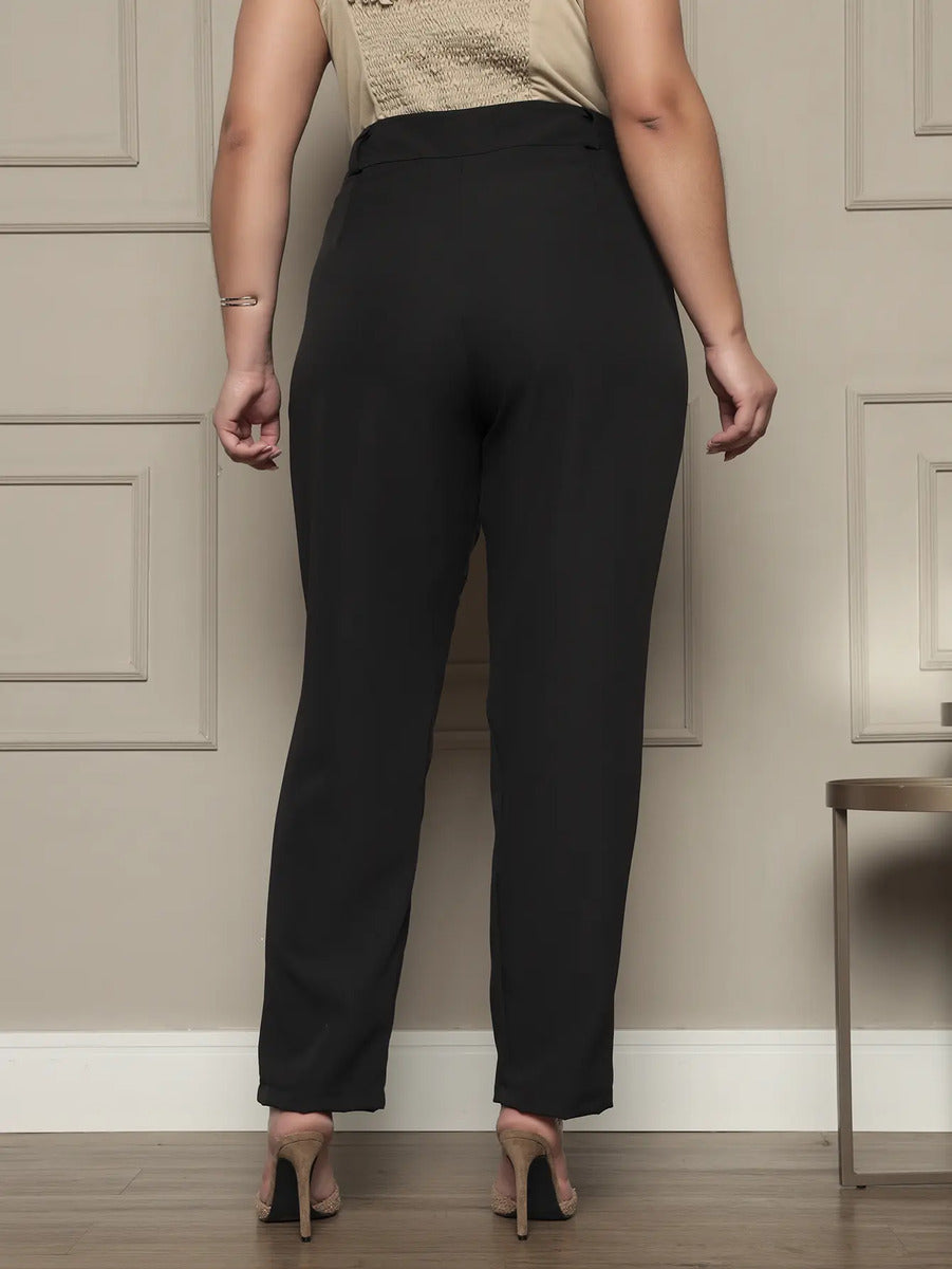 Calça Social Alfaiataria Cintura Alta Plus Size Feminina