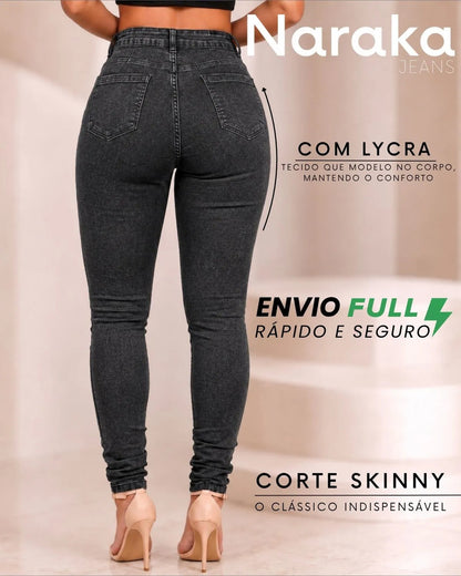 Calça Jeans Feminina Skinny Cintura Alta Levanta Bumbum