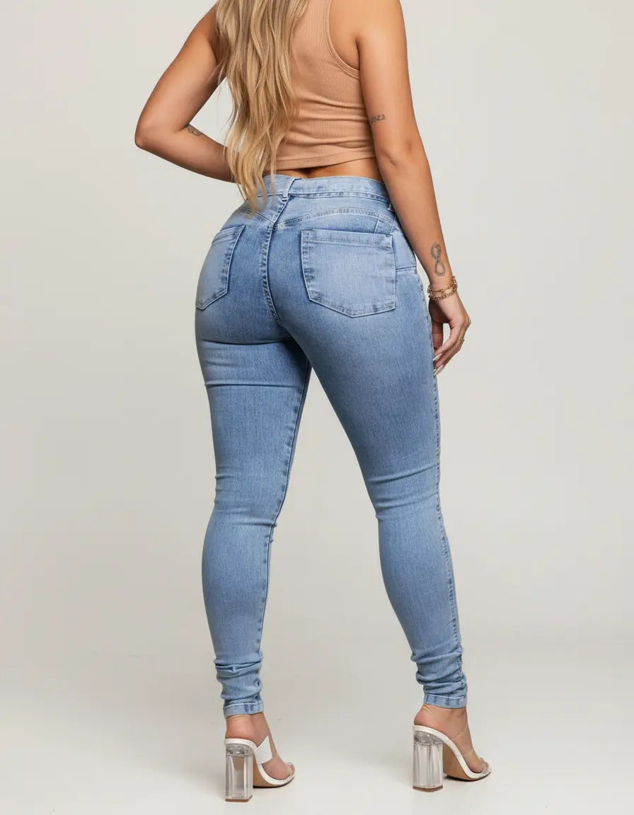 Calça Jeans Feminina Cós Alto Empina Bumbum Patria Brasil