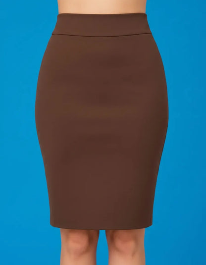 Saia Lapis Midi Social Feminina Secretaria Cintura Alta Lisa