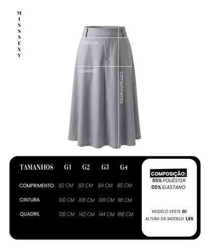 Saia Alfaiataria Feminina Plus Size Midi Evangélica Casual