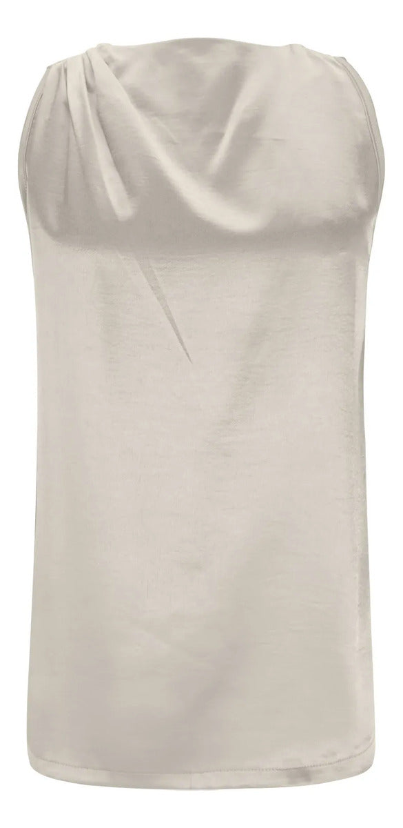 Camisa Feminina, Cor Sólida, Seda E Cetim, Blusa Longa