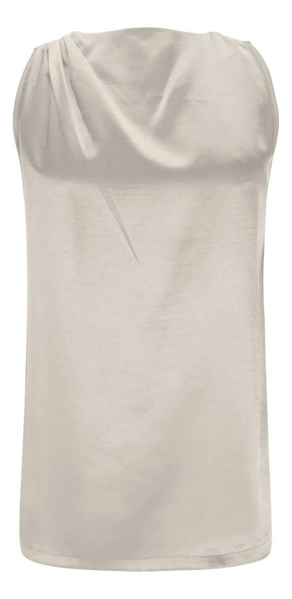 Camisa Feminina, Cor Sólida, Seda E Cetim, Blusa Longa