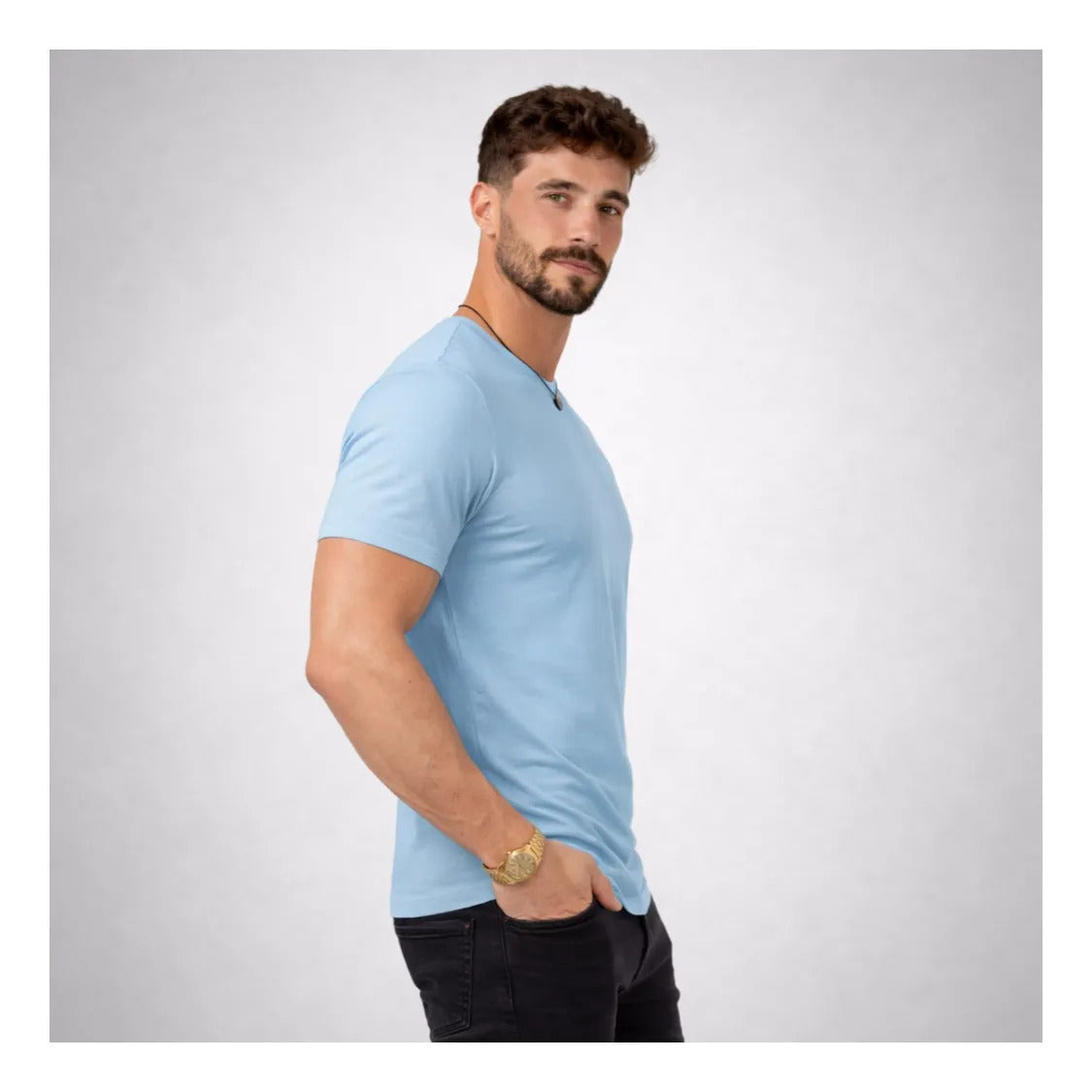 Camiseta Basica Masculina Algodão Lisa Malha Peruana Premium
