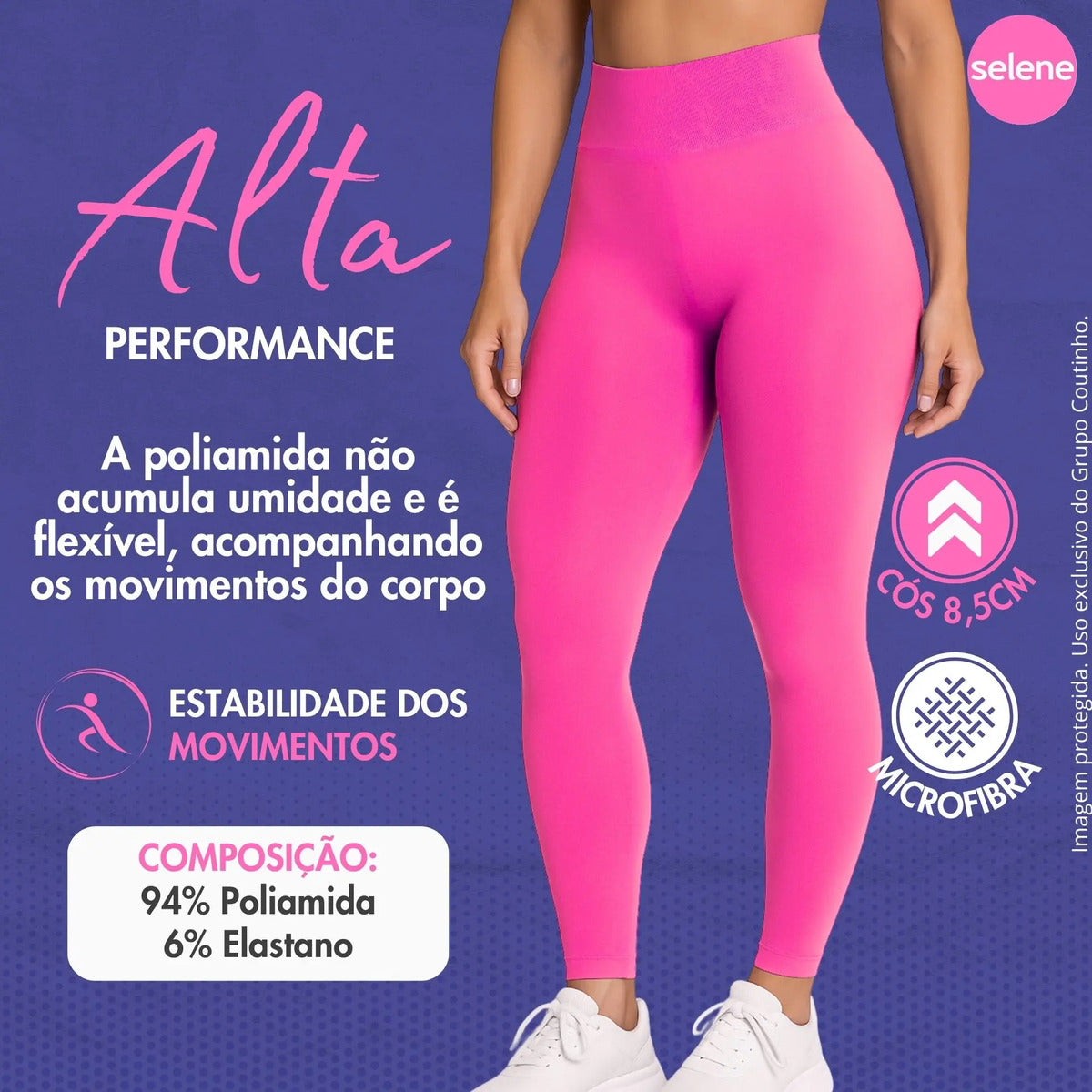 Calça Legging Zero Transparência Fitness Cintura Alta Selene