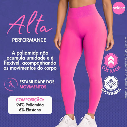 Calça Legging Zero Transparência Fitness Cintura Alta Selene
