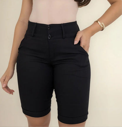 Bermuda Feminina Social - Ate O Joelho - Bengaline Lycra