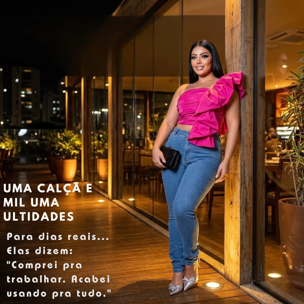 Calça Jeans Plus Size Cintura Alta Elastano Lycra Modeladora