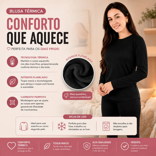 Blusa Térmica Feminina Flanelada Peluciada Frio Inverno