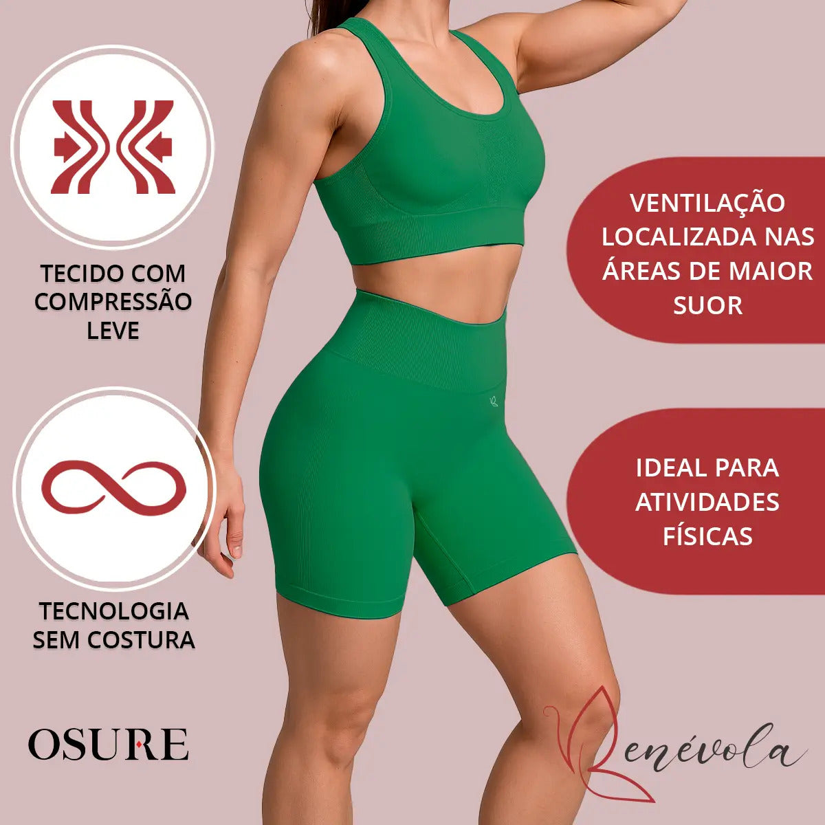 Short Selene Poliamida Zero Transparência Bermuda S/ Costura
