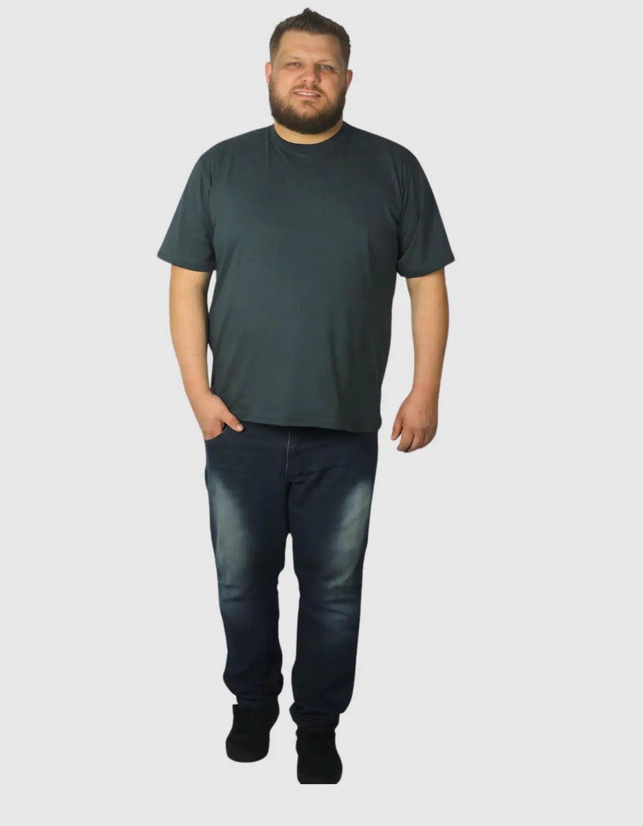 Camiseta Plus Size Masculina De Algodão Básica Lisa Grande