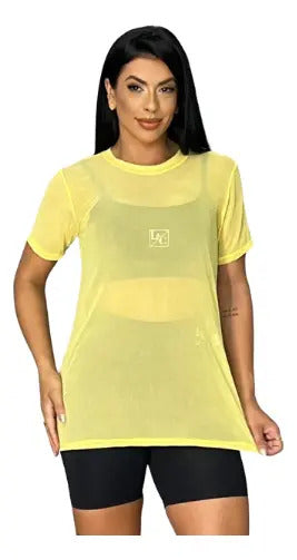 Blusa Tule Camiseta Feminina Academia Fitness