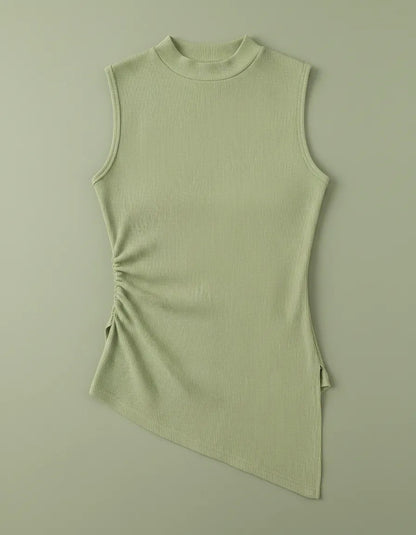 Blusa Cropped Feminina Assimétrica Ribana Canelada Premium