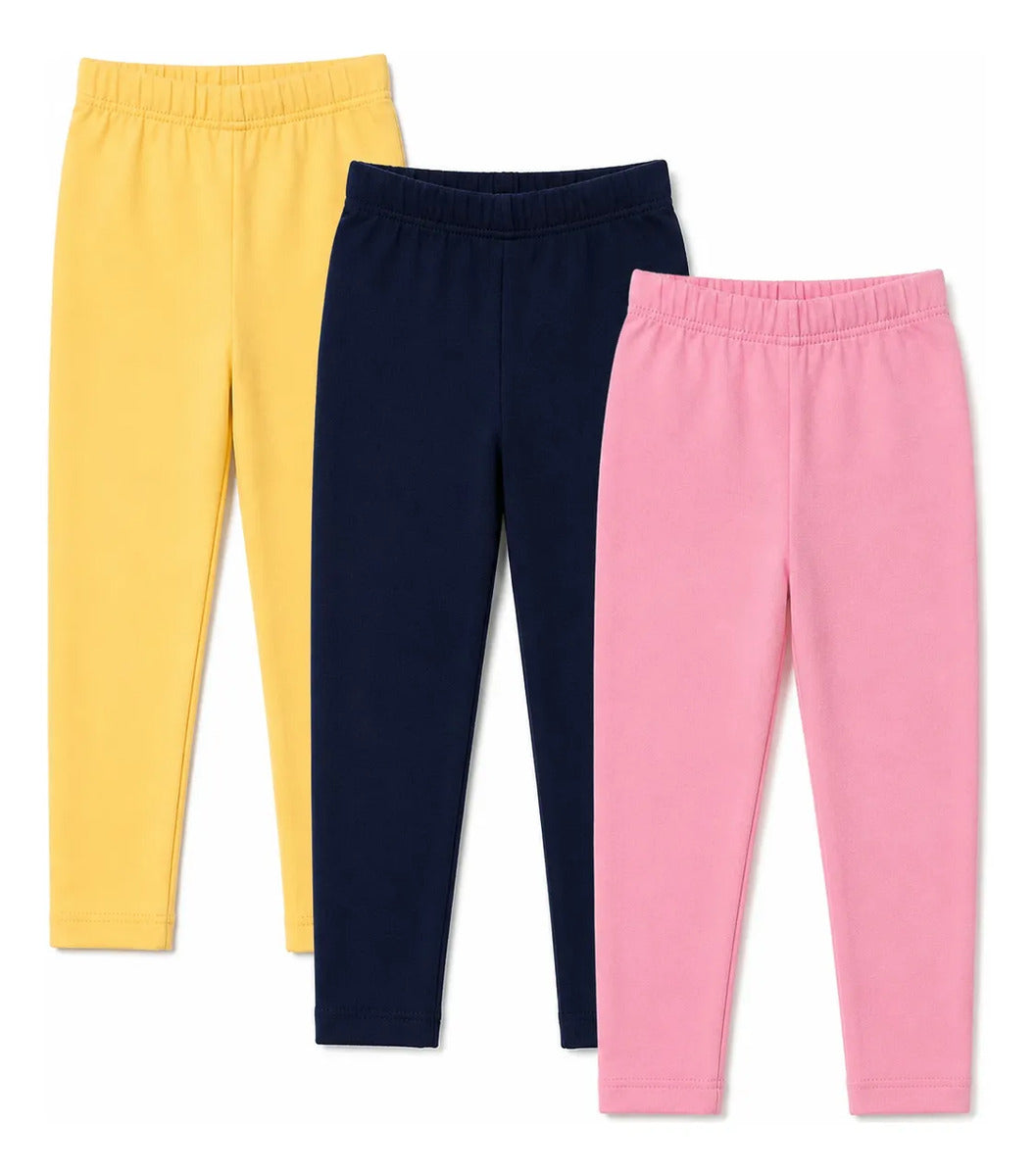 Kit 3 Calça Legging Menina Infantil Algodão Lisa Sortida