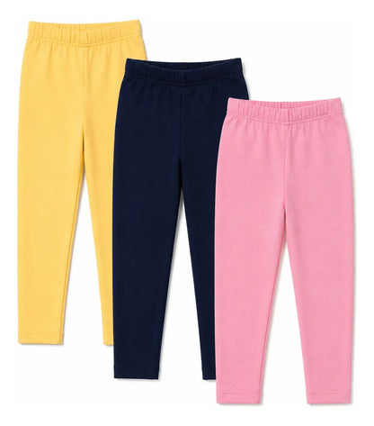 Kit 3 Calça Legging Menina Infantil Algodão Lisa Sortida