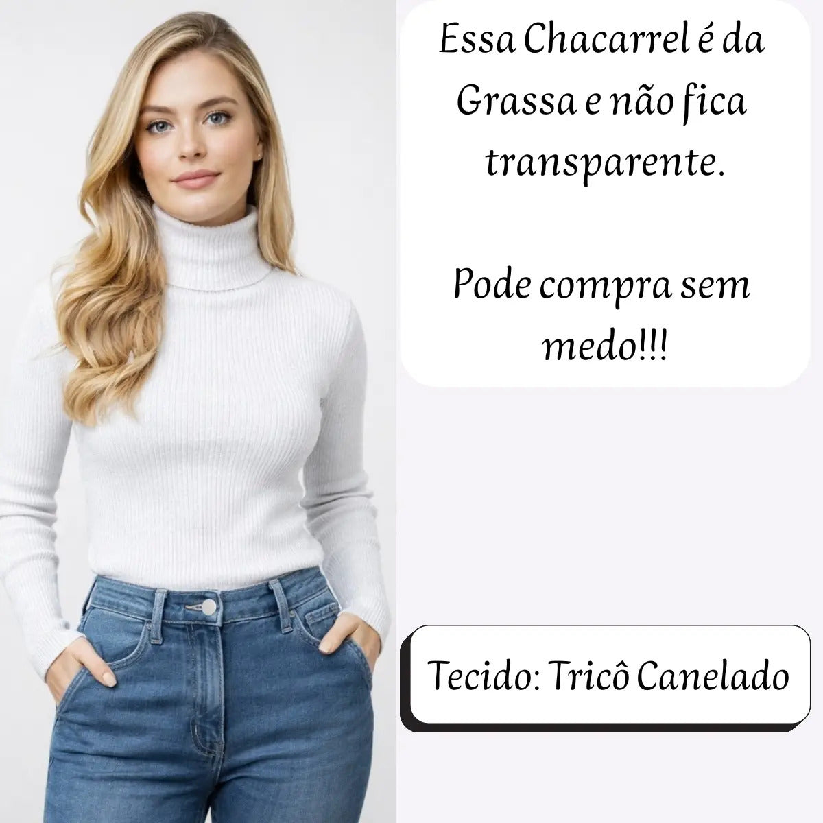 Blusa Cacharrel Feminina Tricô Lã Blusinha Gola Alta Rolê
