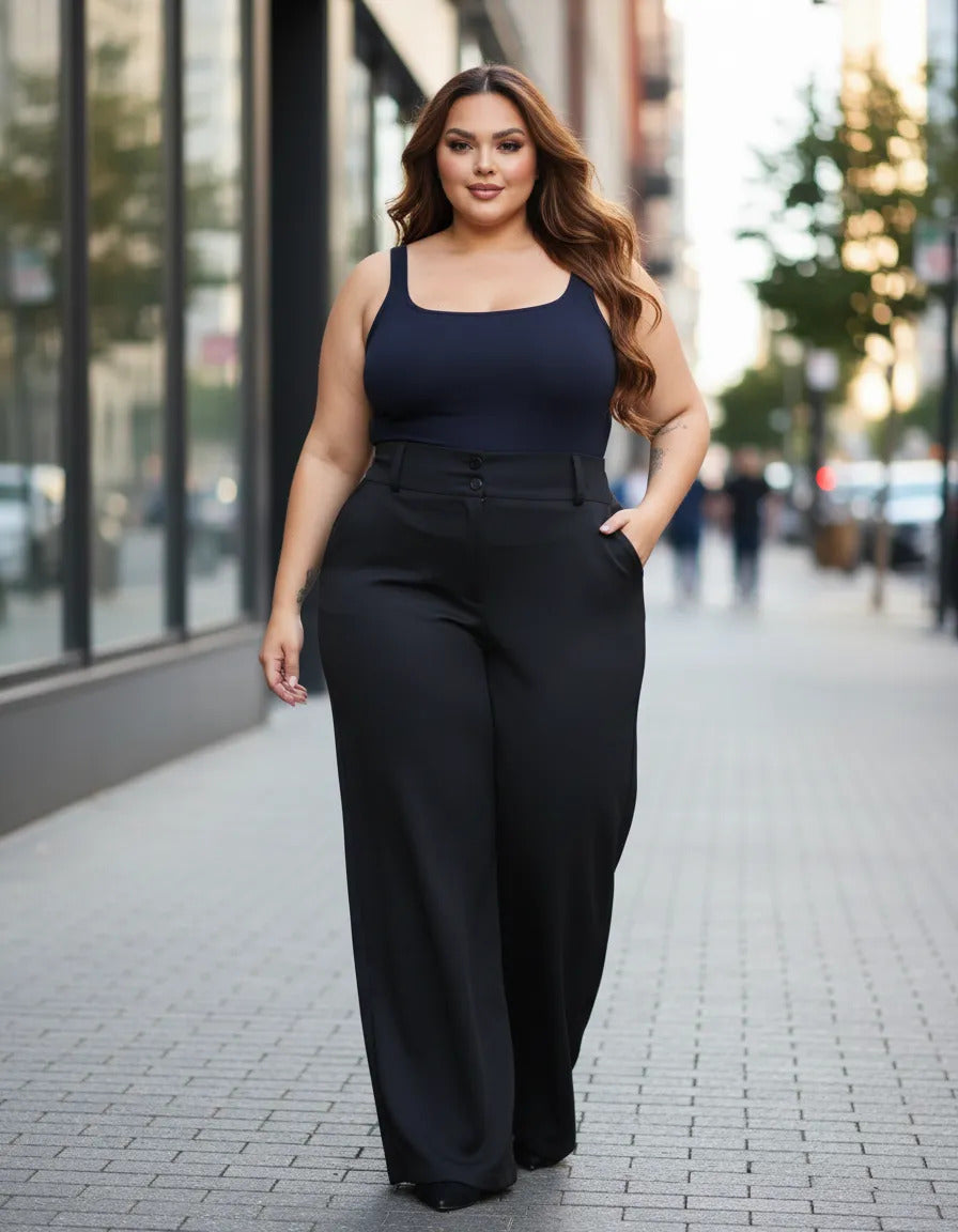 Calça Pantalona Alfaiataria Plus Size Feminina Premium