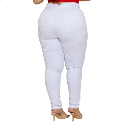 Calça Jeans Plus Size Cintura Alta Elastano Lycra Modeladora