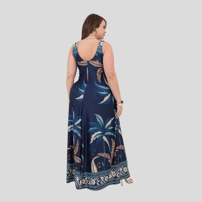 Vestido Longo Alça Plus Size Florido Estampado Soltinho
