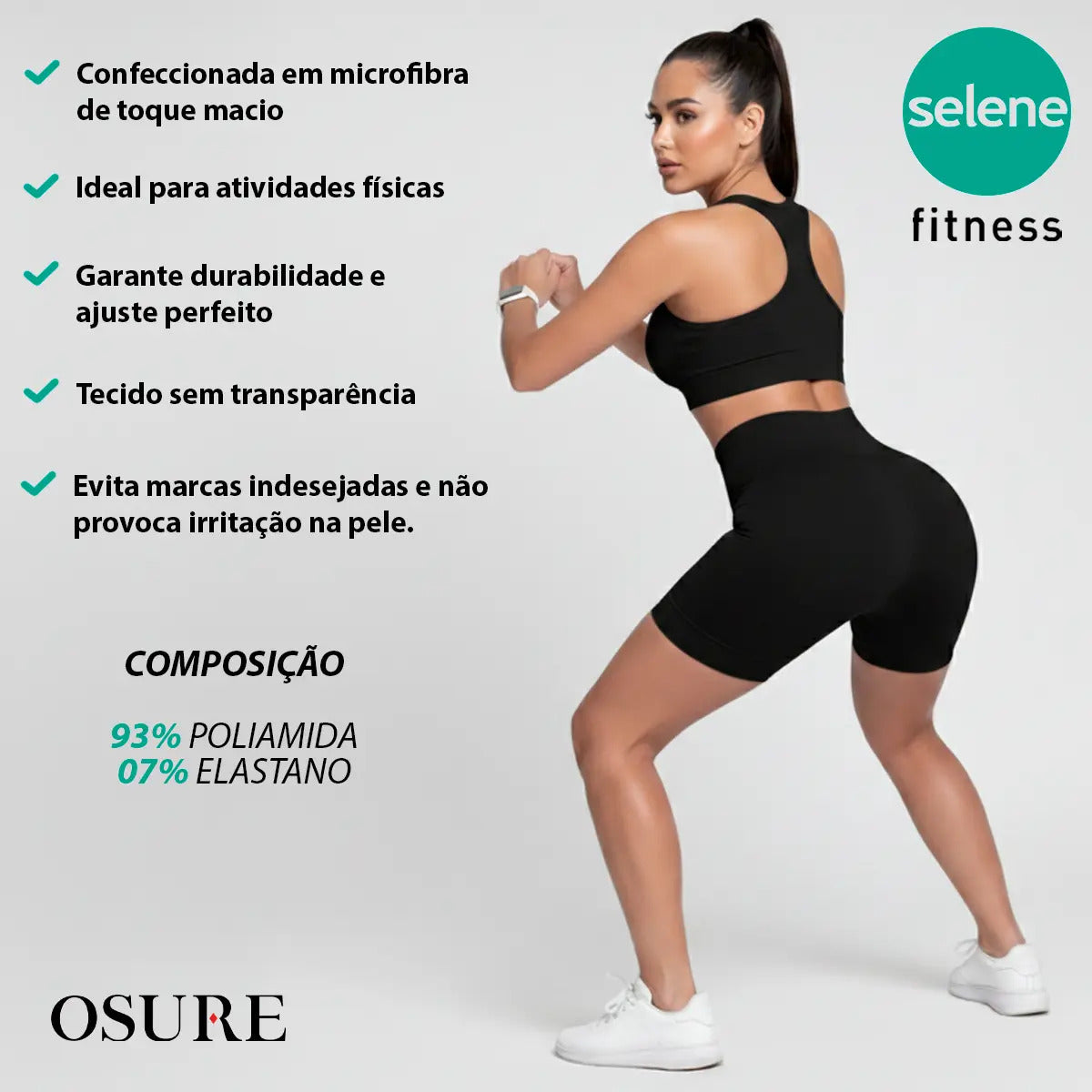 Short Selene Poliamida Zero Transparência Bermuda S/ Costura