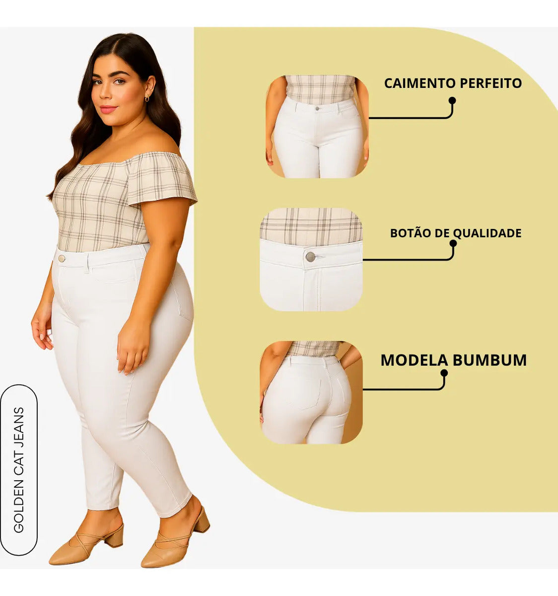 Calça Jeans Plus Size Cintura Alta Elastano Lycra Modeladora