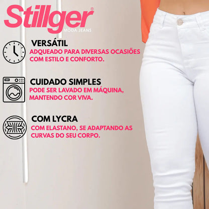 Calça Jeans Feminina Preta Skiny Cintura Alta Levanta Bumbum