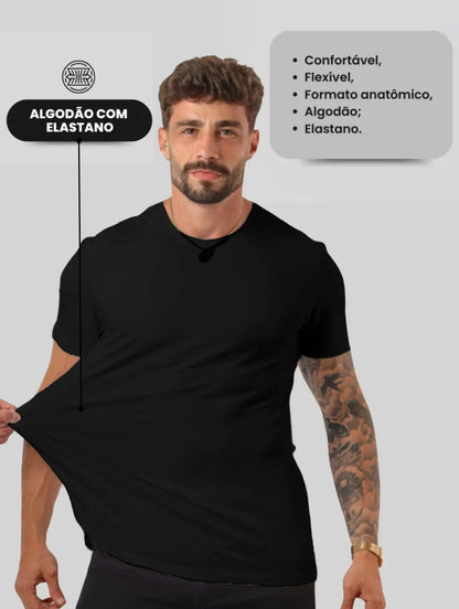 Camiseta Basica Masculina Algodão Lisa Malha Peruana Premium