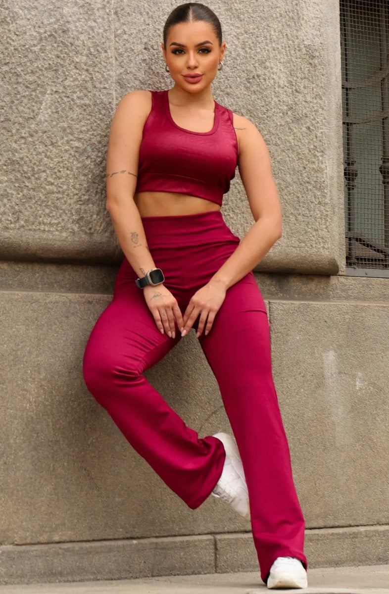 Calça Legging Flare Bailarina Leg Boca De Sino Cintura Alta