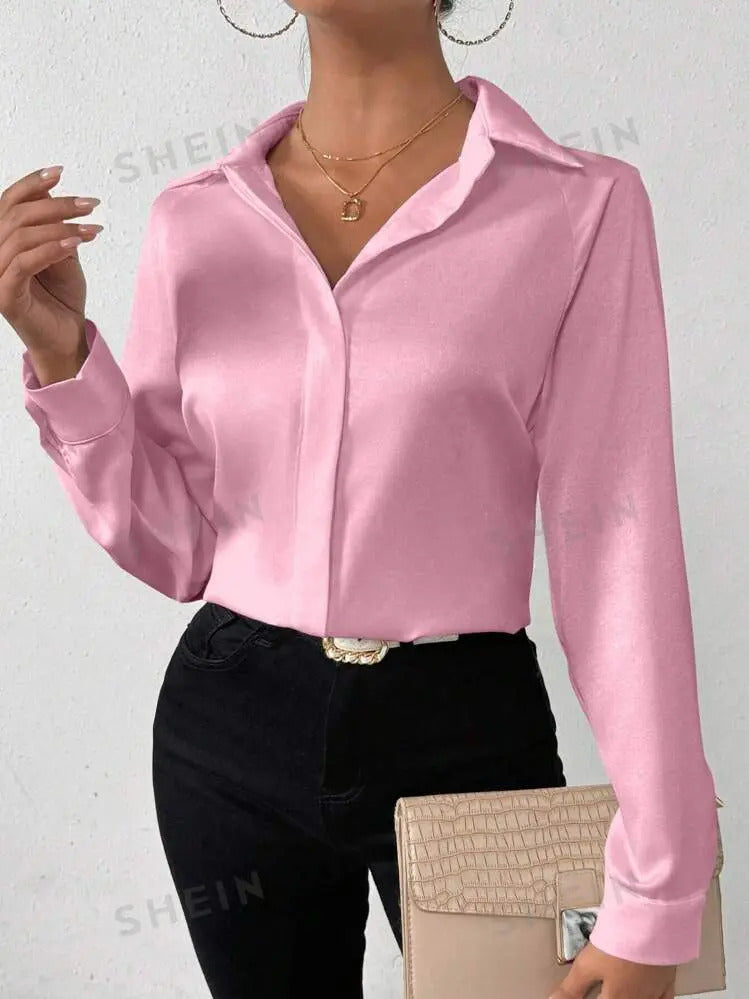 Camisa Social Feminina Crepe Leve Seda Blusa Luxo Sale 40%