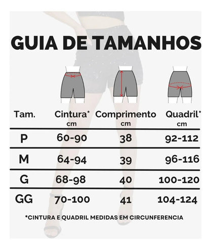 Short Bermuda Feminino Cintura Alta Paetê Balada Moda Brilho