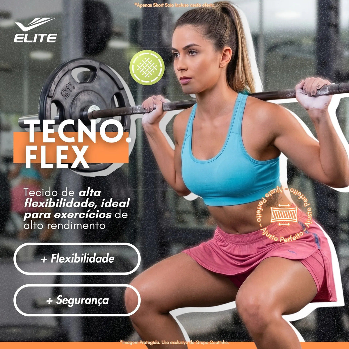 Short Feminino Academia Saia Fitness Corrida Poliamida Elite