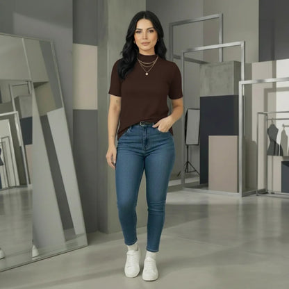 Kit 2 Blusas Camiseta Feminina T Shirt Gola Alta Inverno