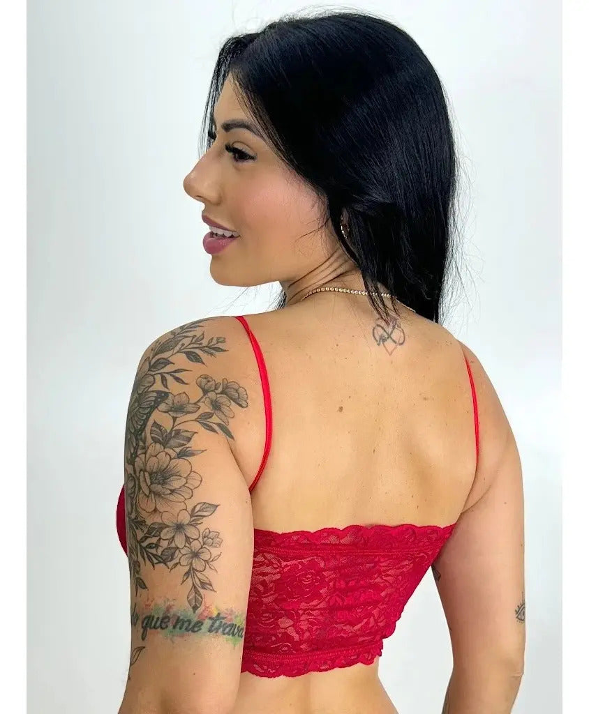 Top Faixa Renda Moda Blogueira Cropped Tomara Que Caia Sutiã
