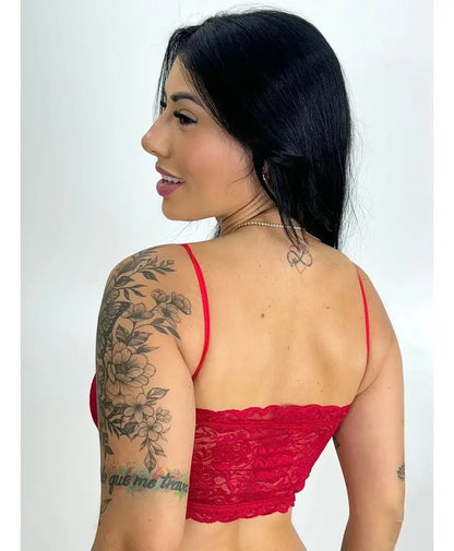 Top Faixa Renda Moda Blogueira Cropped Tomara Que Caia Sutiã