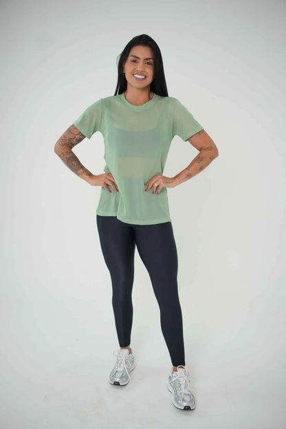 Blusa Tule Camiseta Feminina Academia Fitness