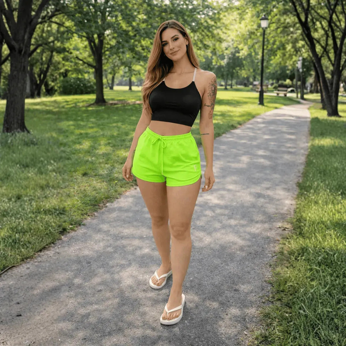 Shorts Feminino Tactel Elastano Leve Praia Piscina Academia