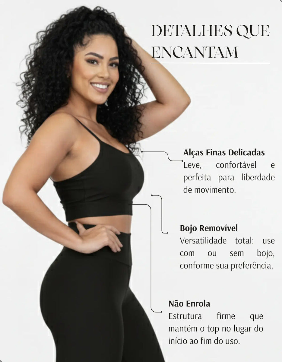 Kit-2 Top Alcinha Fina Academia Fitness C/ Bojo Suplex Power