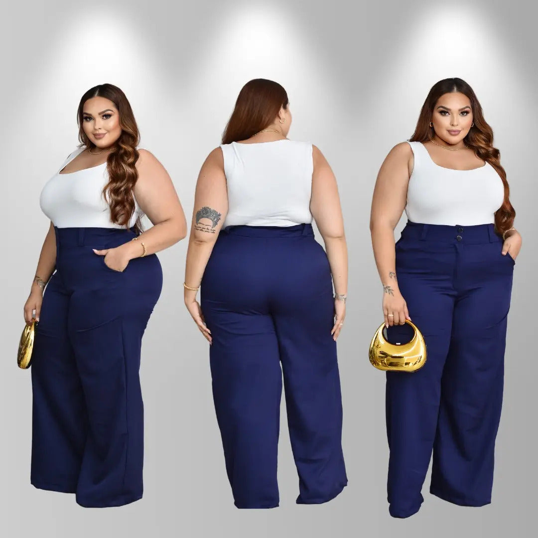 Calça Pantalona Alfaiataria Plus Size Feminina Premium