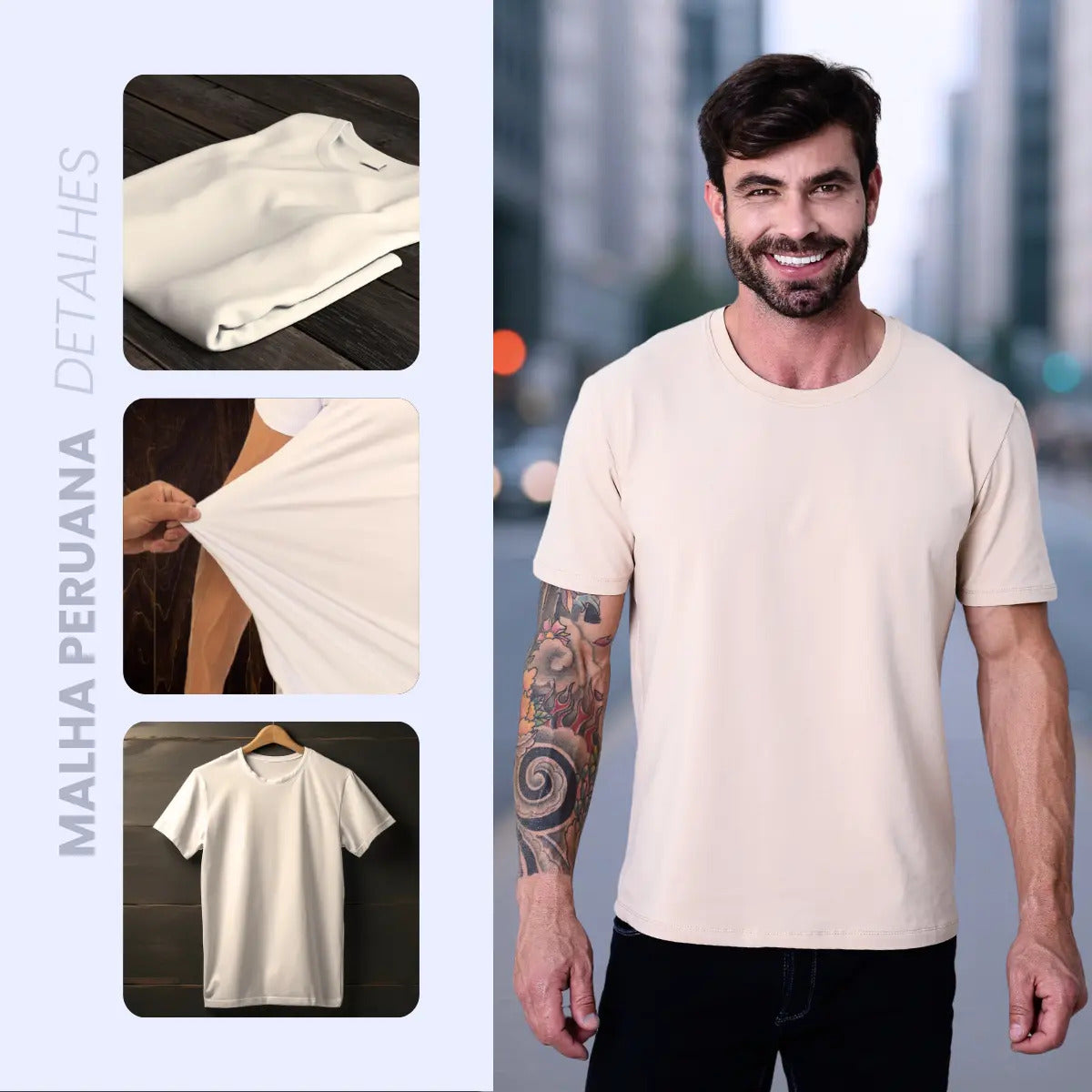 Camiseta Basica Masculina Algodão Lisa Malha Peruana Premium