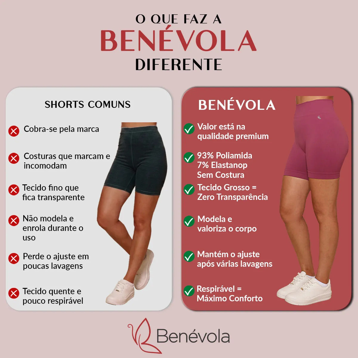 Short Benévola Poliamida Sem Costura Bermuda Confortável